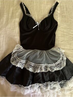 Y2K Black and White Lace Trimmed Dress